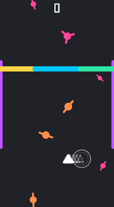Triangle Tap gameplay with obstacles falling